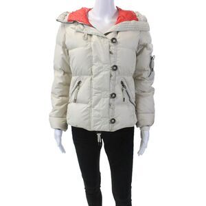 JSX Treme Womens Puffer Long Sleeve Zipped Coat Beige Size 0